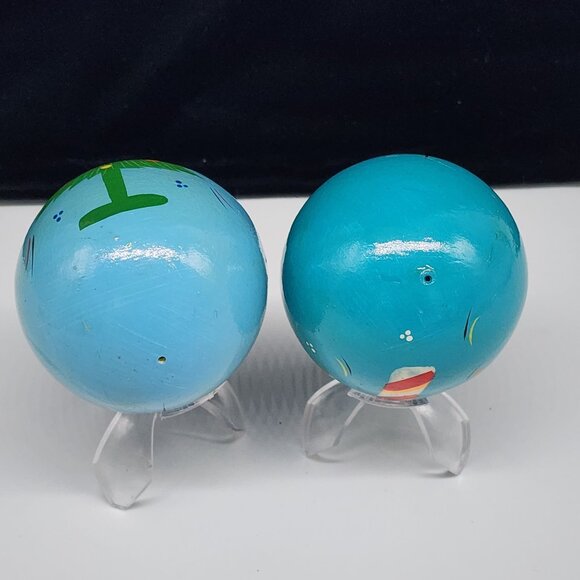 Hand Painted Wooden Balls Christmas Ornaments Candy Cane & Tree Designs - Picture 6 of 6